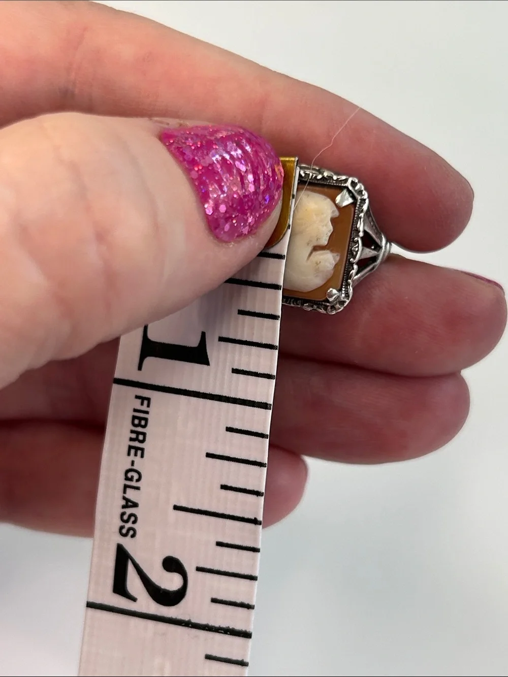 Sterling Silver Carved Shell Cameo Statement Ring | Size 5.25 | Art Deco Style